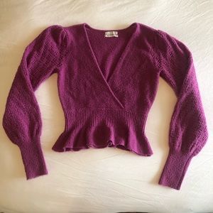 Urban Outfitters Magenta knit v neck sweater